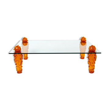 Resin glass coffee table signed Garouste & Bonetti 1990