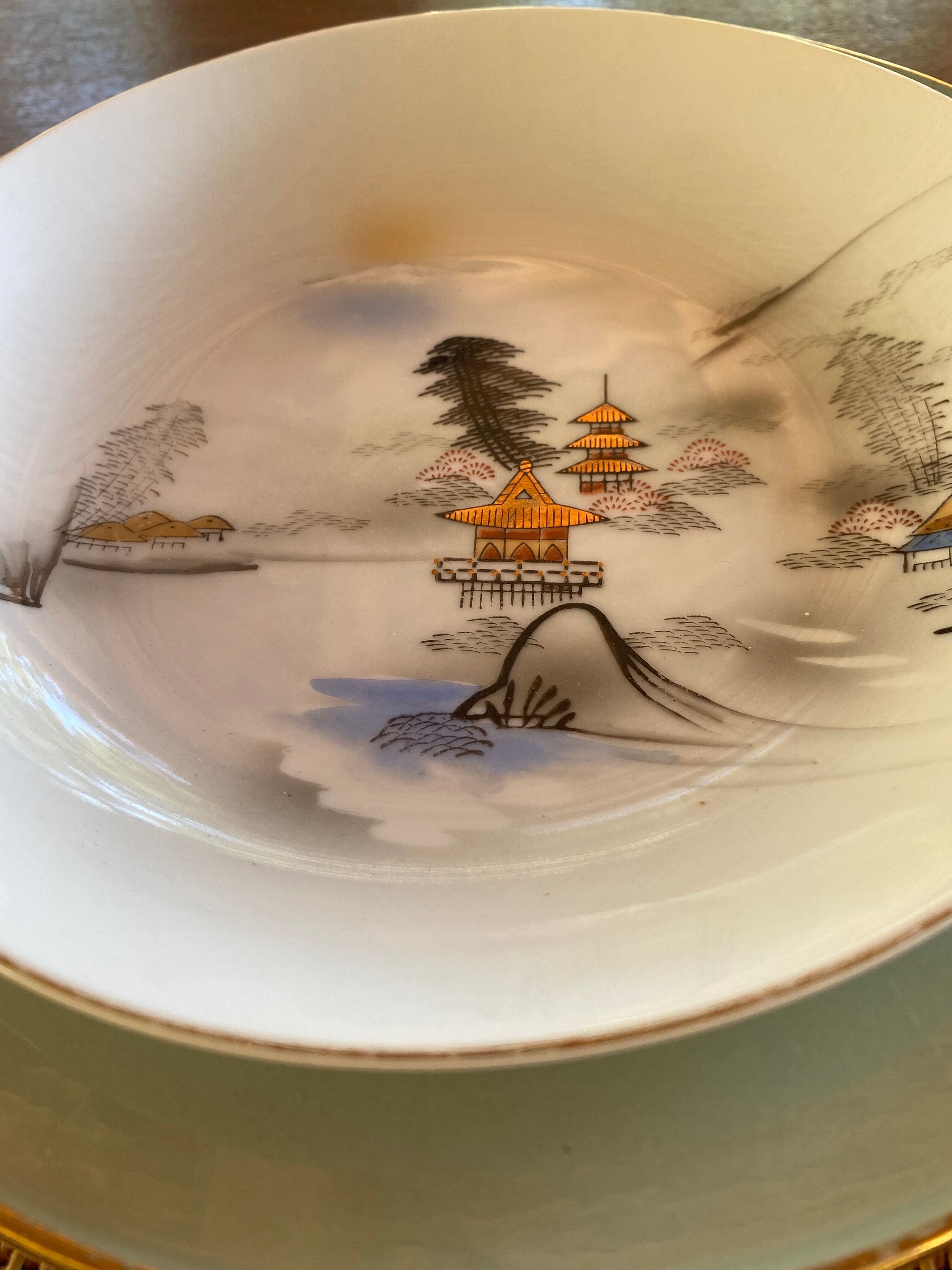 8 Hayashi Kutani bowl plates, Chinese porcelain
