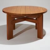 Extendable elm table, Maison Regain 1980s
