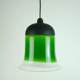 mid century PENDANT LIGHT peill & putzler 1970s green white and clear glass shade model AH 191