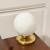 Hollywood Regency brass opaline globe lamp