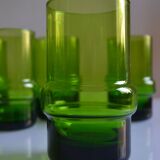 Lot de 6 verres vert vintage 1970 années 70