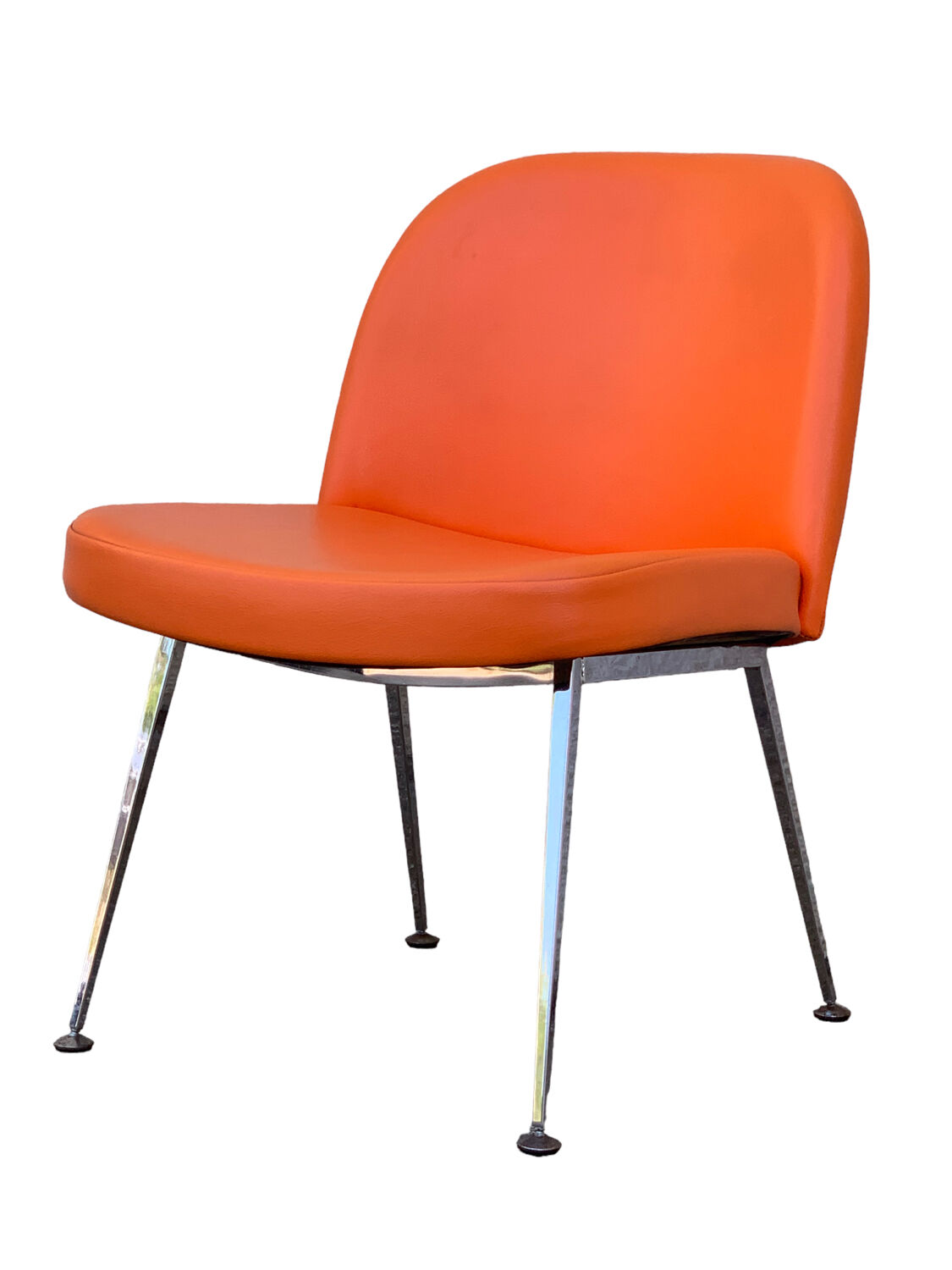Chauffeuse vintage orange skaï et chrome 1970