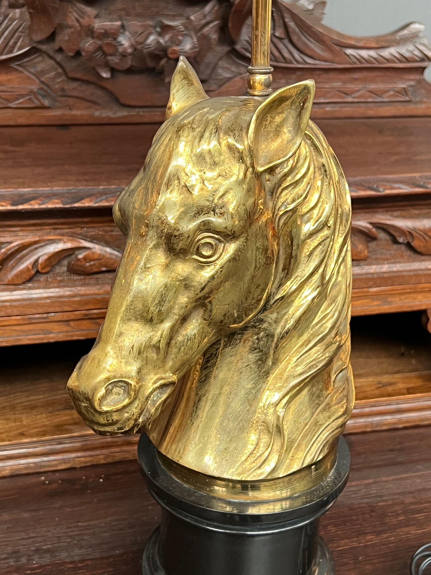 Table lamp made of solid bronze on a marble base.