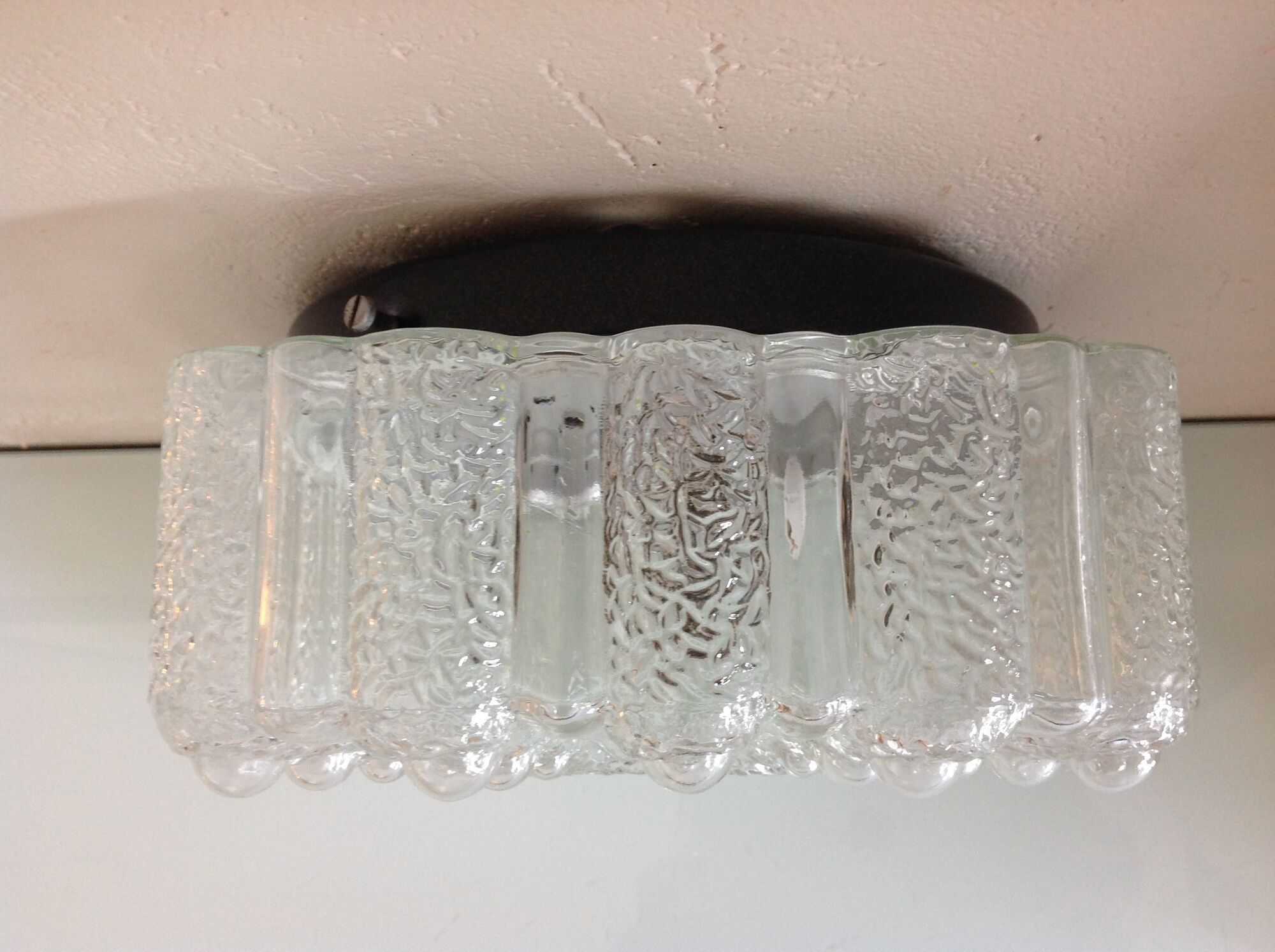 Square ceiling lamp in bulled glass 60/70s