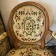 Louis XVI style medallion armchair with floral needlepoint tapestry