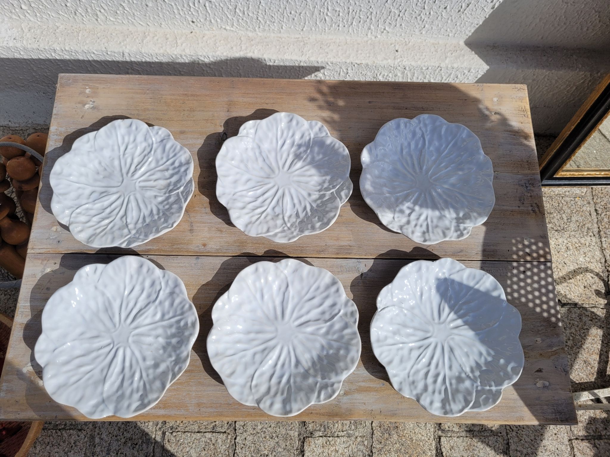 Ensemble de 6 assiettes en barbotine