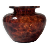 Amber smoked glass vase known as tortoiseshell, 1970s design.