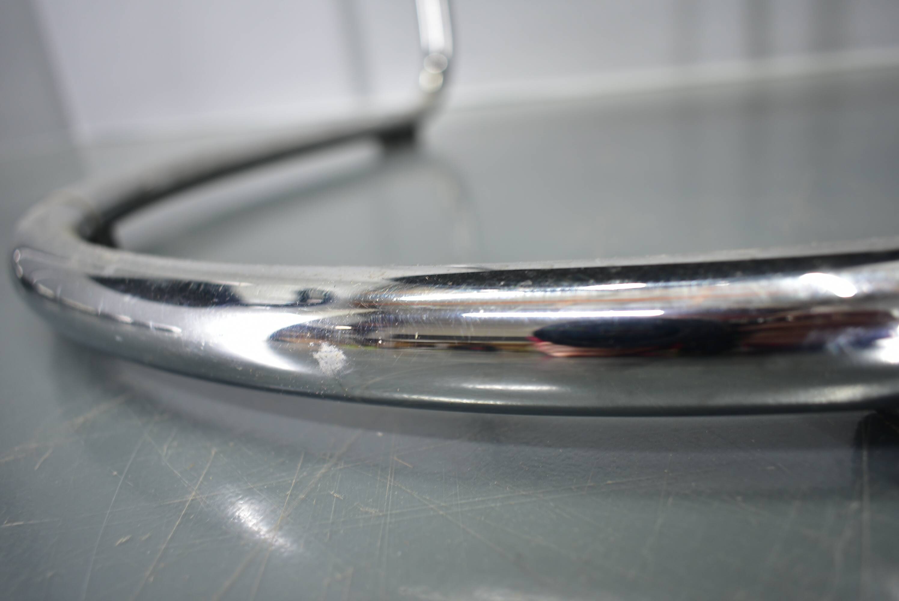 Anton Lorenz for Thonet "Ss33" Set of 4 chrome Armchairs in blue fabric , 1970s