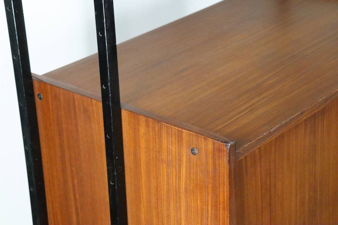 Vintage modular bookcase in wood and metal, Italy, 1960