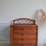 Rattan chest of drawers from the 1970s.