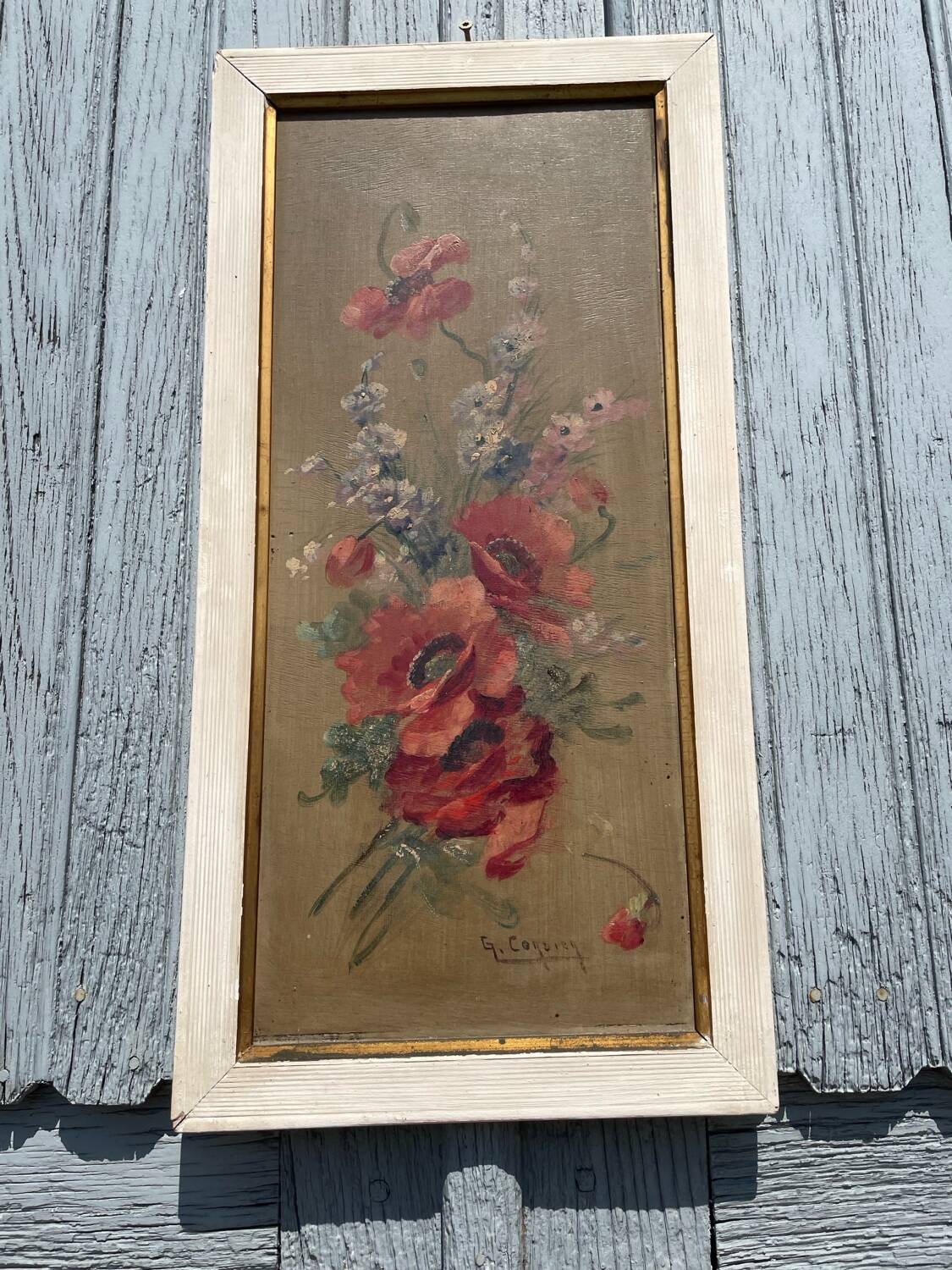 Tableau bouquet de fleurs sur huile : signé G.CORDIER