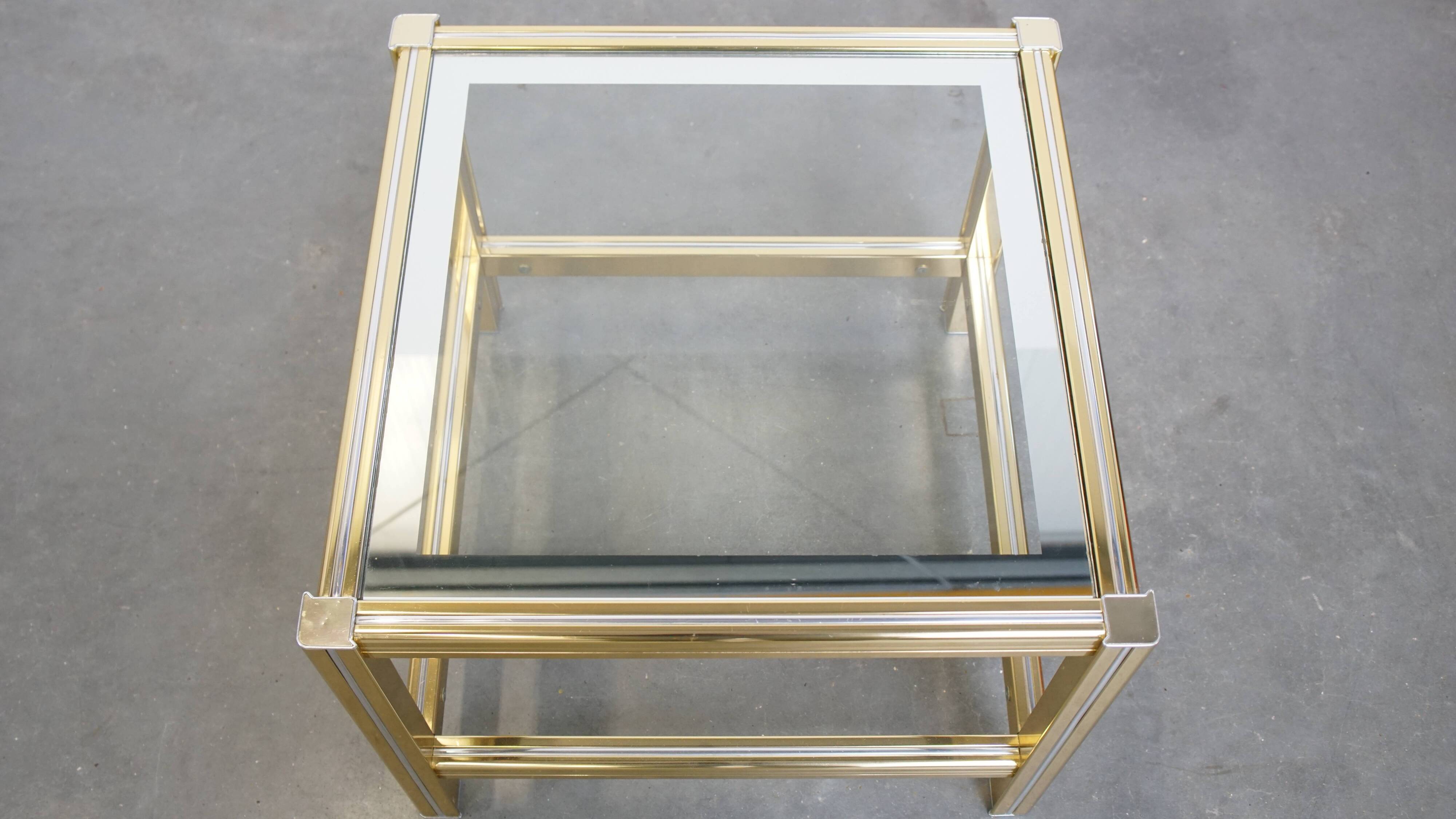 Table d'appoint/table basse vintage Hollywood Regency avec plateau en verre