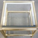Table d'appoint/table basse vintage Hollywood Regency avec plateau en verre