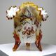 Antique tripodal opaline vase, enamelled, 19th-20th century Victorian style.