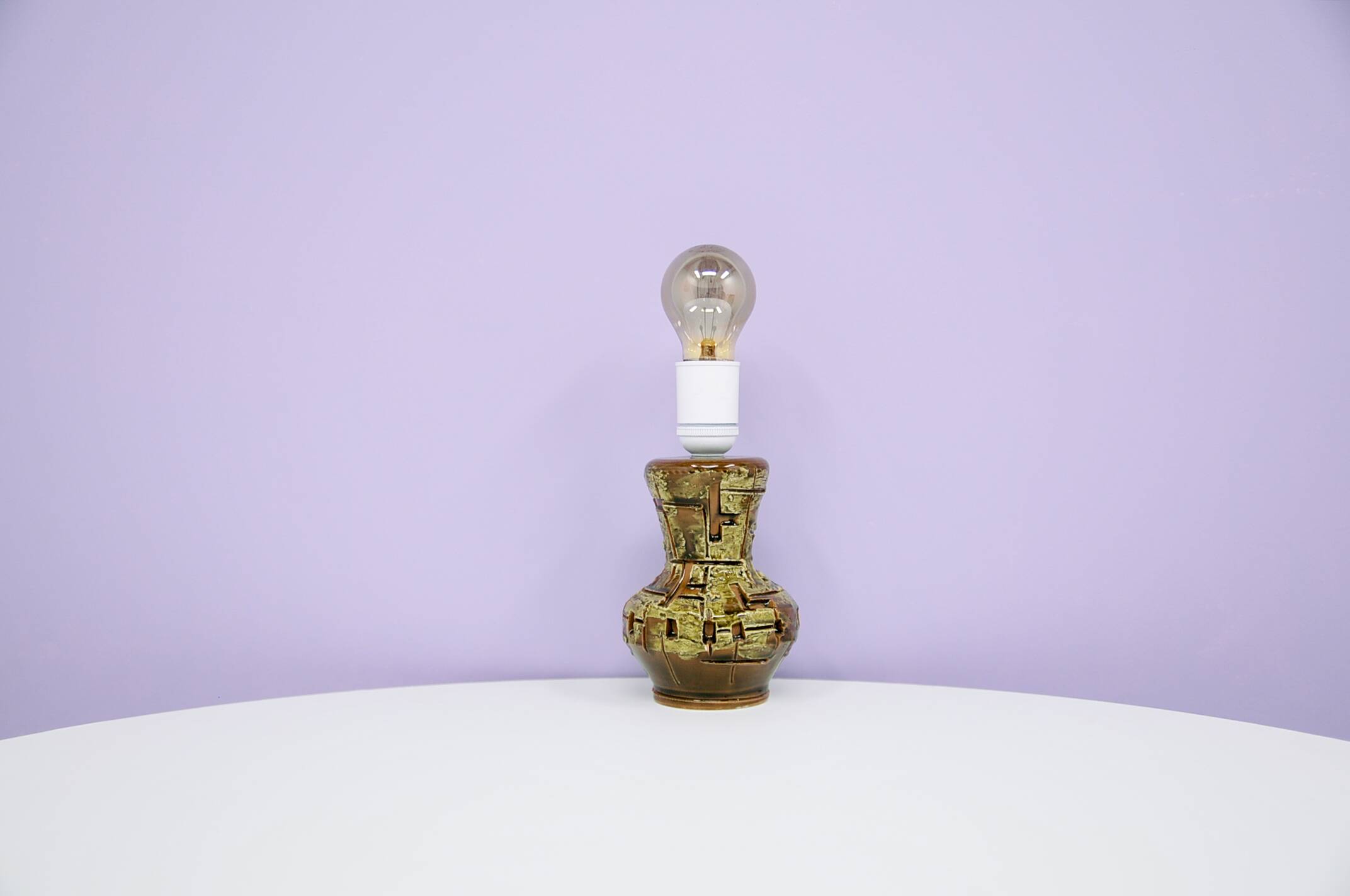 Vintage green & brown ceramic table lamp