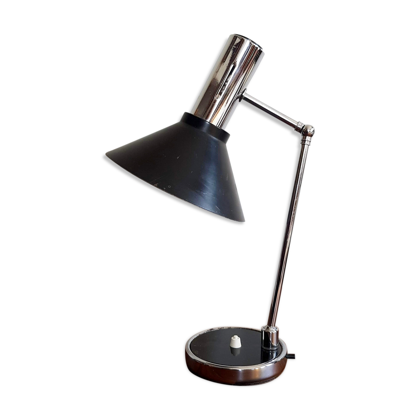 Vintage and Italian black lamp chrome with two ball joints