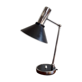 Lampe noire vintage et italienne chromée à deux rotules