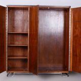 Restored Bauhaus Wardrobe, by Hynek Gottwald, Walnut, Chrome, Czech, 1930s
