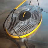 Vintage apero tray, moulded glass, wood and black steel, mirror some natural wear stains.