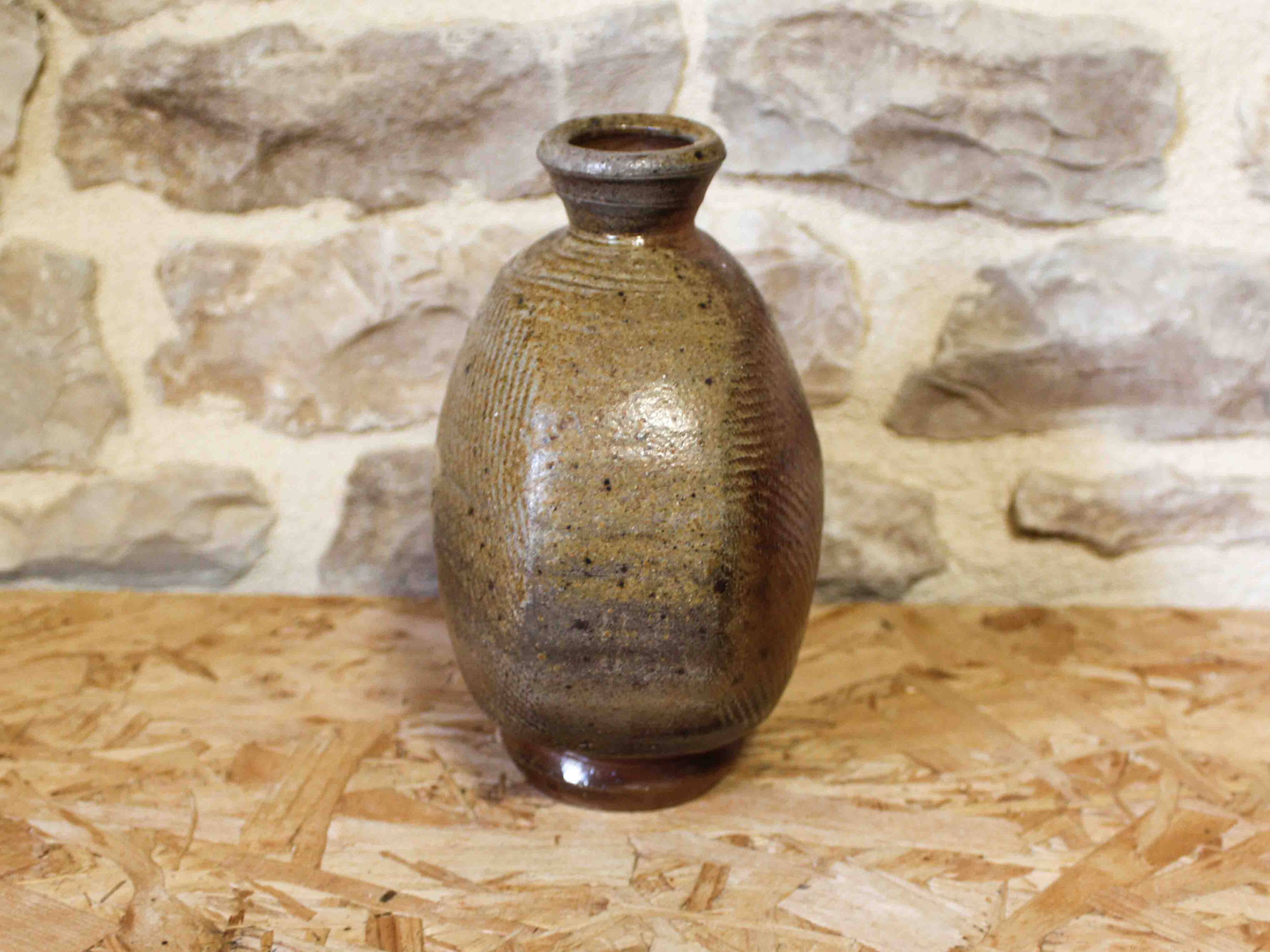 Flat stoneware vase, La Borne type