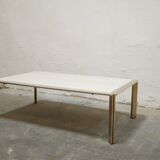 Vintage coffee table in travertine and brass