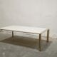 Table basse vintage en travertin et laiton