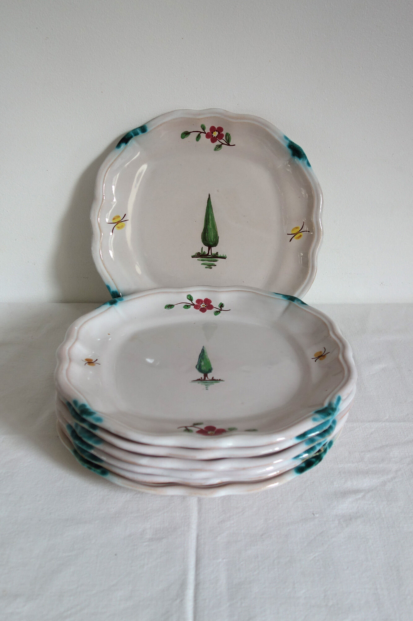 Set of 7 antique earthenware plates by the Gastine Aubagne sisters (13)