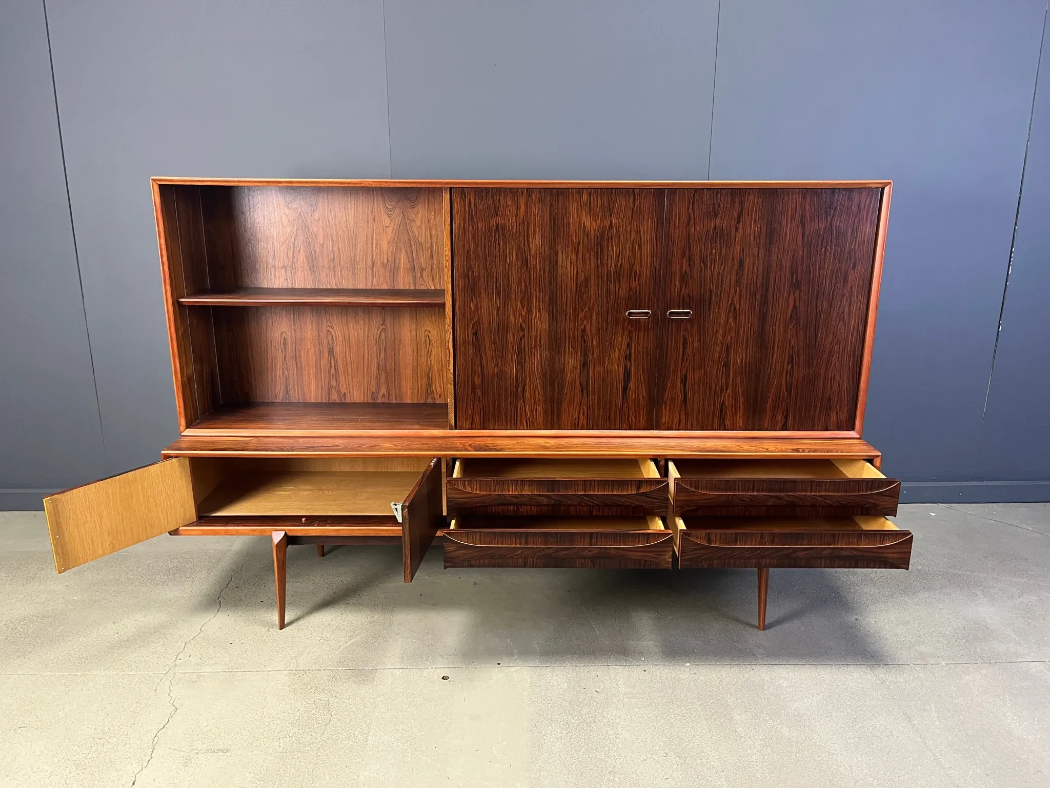 Oswald Vermaercke Paola rosewood highboard for V-Form Belgium 1959