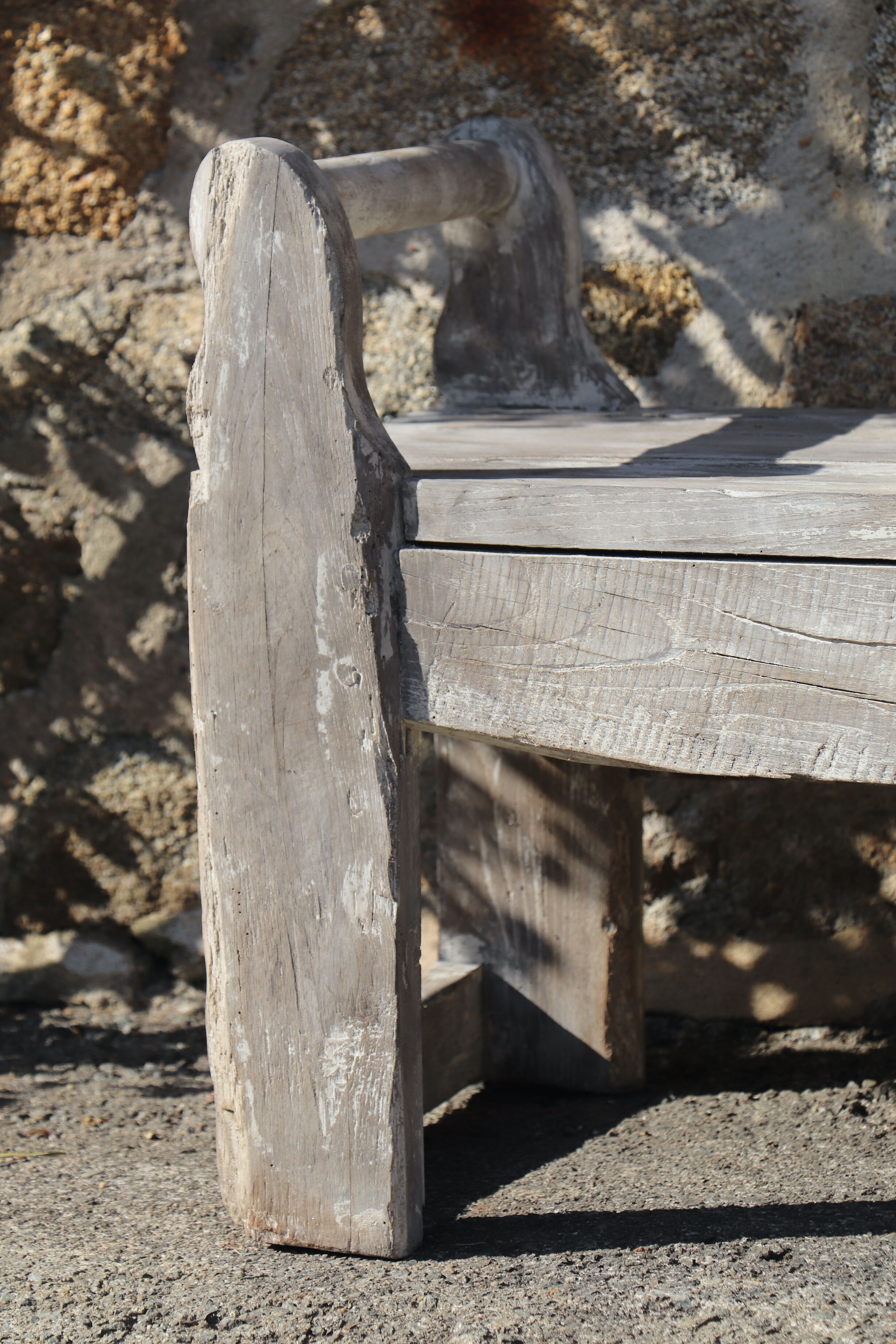 Large bench 19th solid wood patina