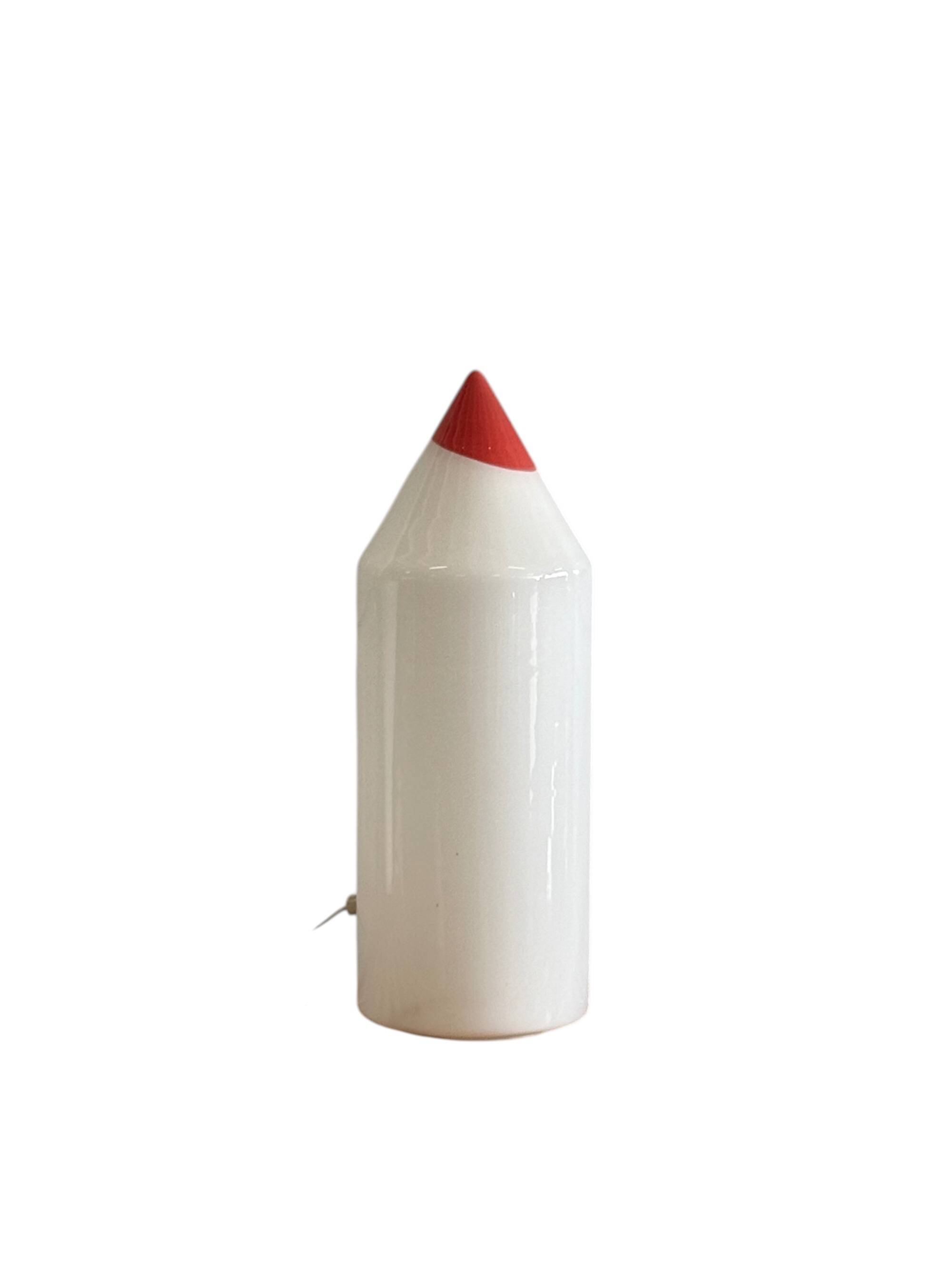 Postmodern pencil shape Murano glass table lamp, Formia Murano Italy 1980s