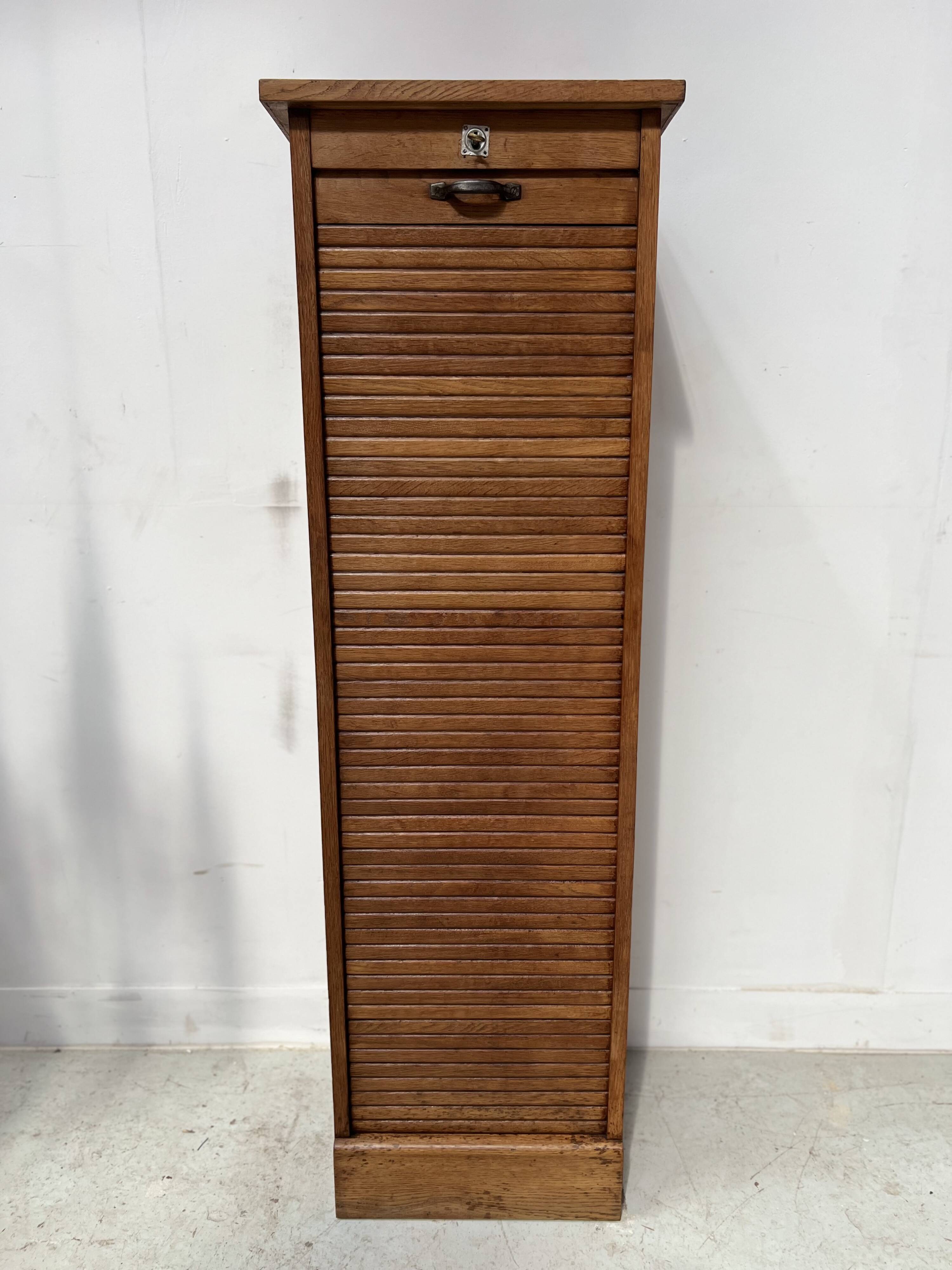 Oak curtain filing cabinet 20th century office furniture