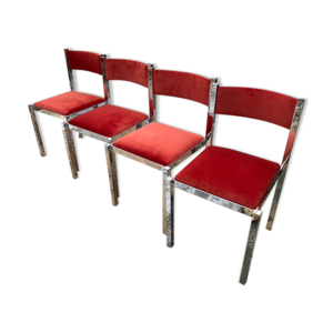 Série de 4 chaises chromées