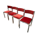 Series of 4 chrome chairs 70s