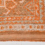 2x13 Soft Orange & Fuchsia Pattern Rug, Vintage Ousahk Runner Rug,90x381 Cm