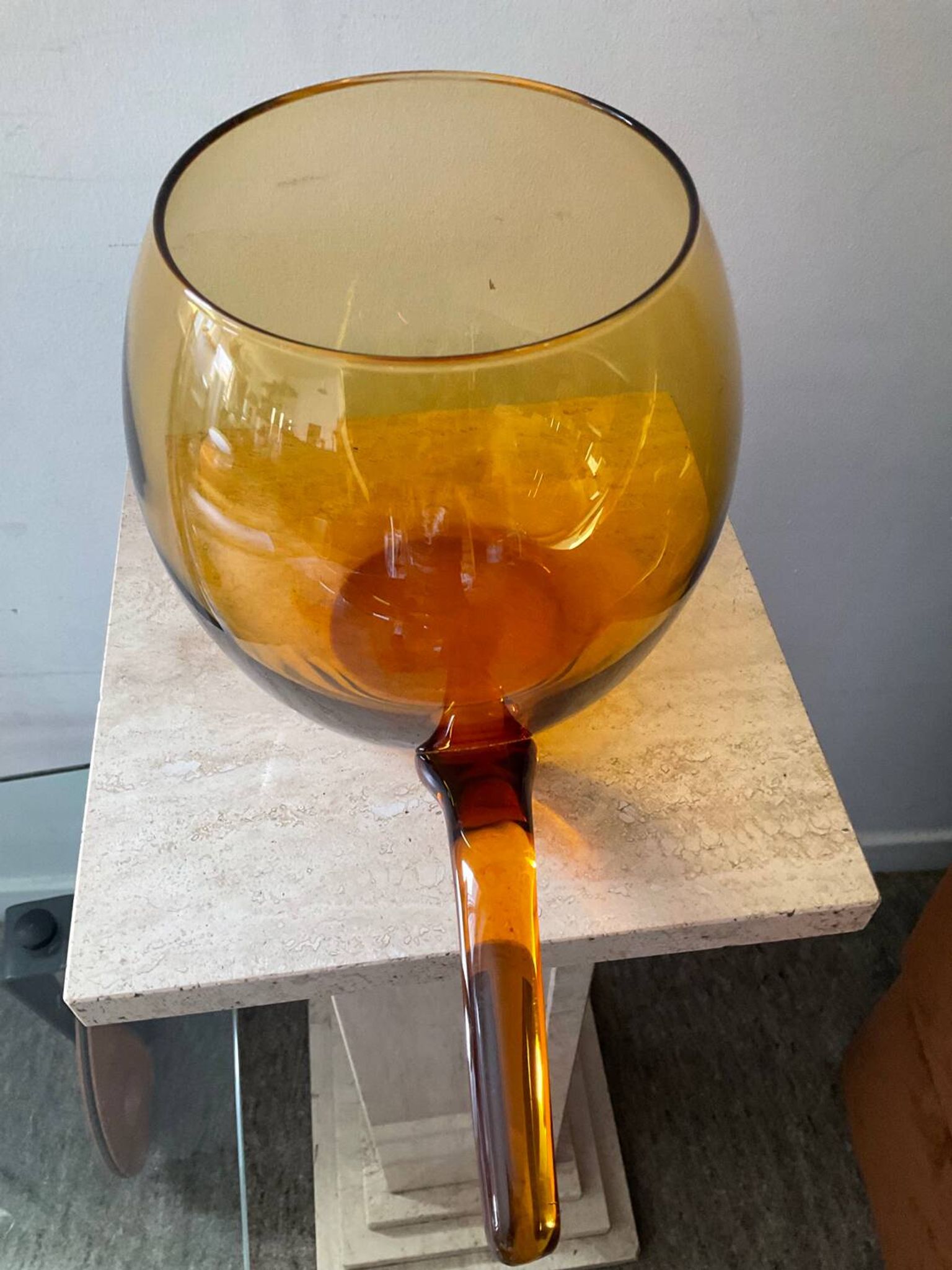 Saladier vintage en verre ambré
