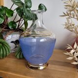 Carafe en verre granité bleu et liserés dorés