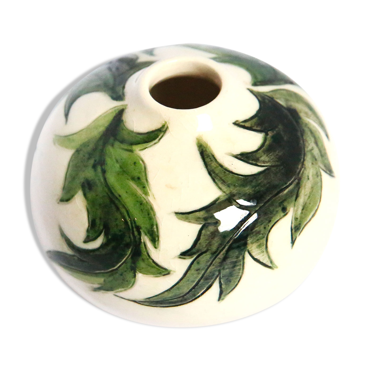 Vase soliflore signé céramique aux feuillages