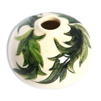 Soliflore vase signed ceramic with foliage