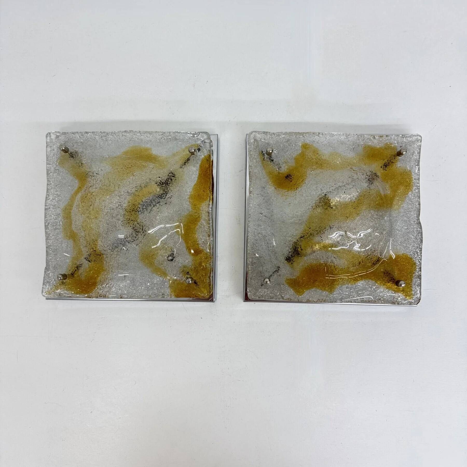 Vintage Murano glass abstract wall sconces from Mazzega, Italy, 1960, set of 2