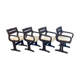 4 chaises de salle à manger biologiques des années 1960 en bois de wengé, époque spatiale hollandaise ou danoise