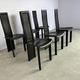 Vintage black leather dining chairs, set of 6, 1980s
