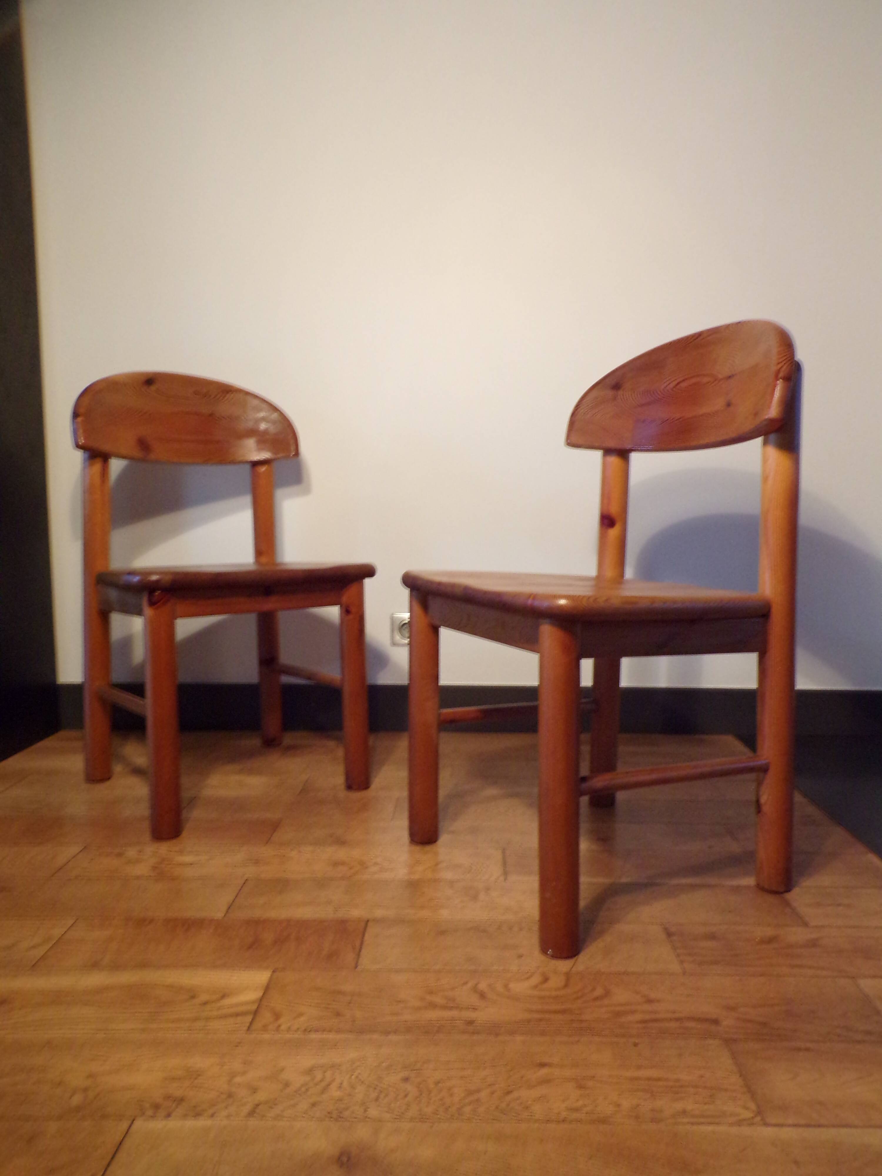 Pair of Rainer Daumiller chairs in oiled pine