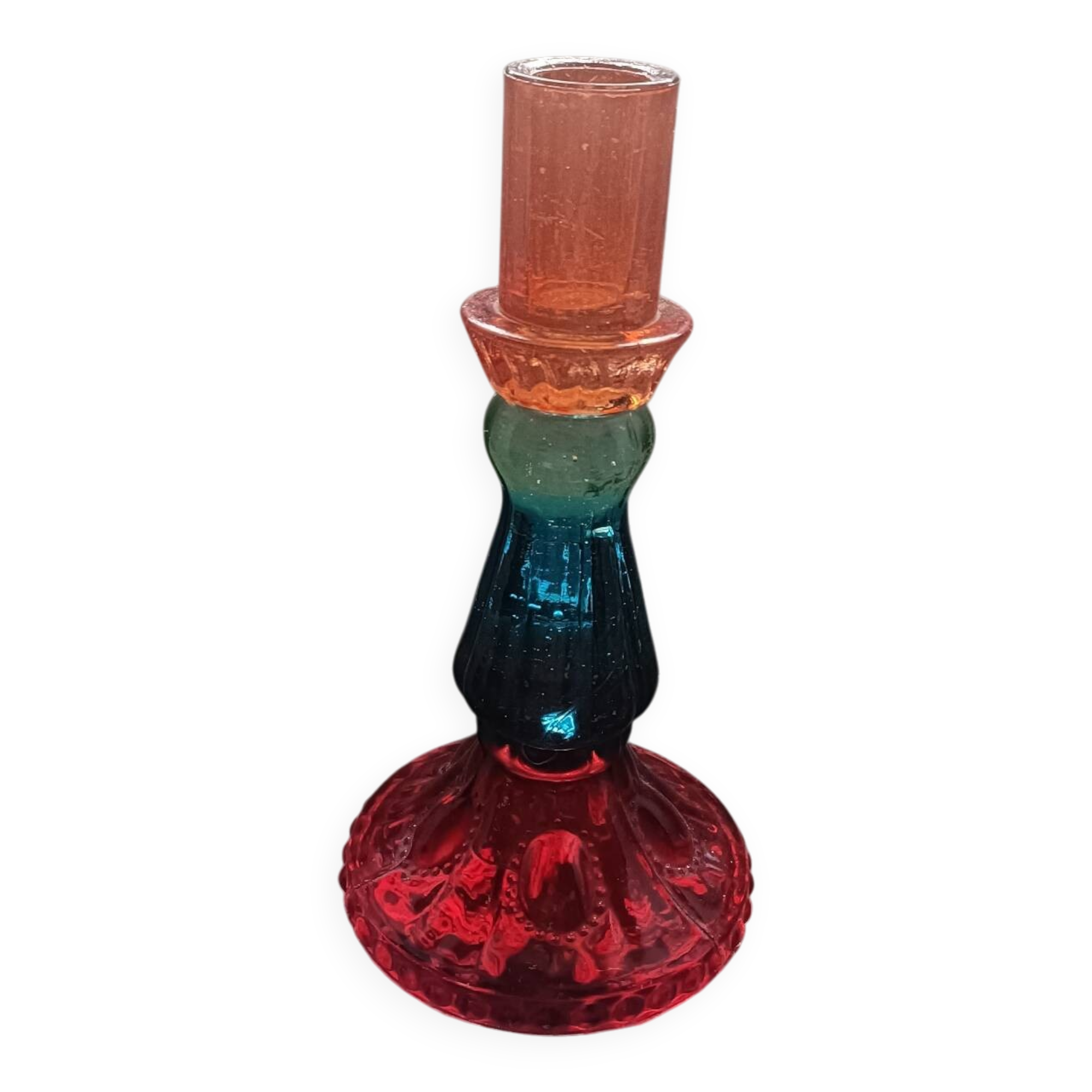 Multicoloured glass candlestick