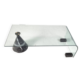 Postmodern black marble and glass coffee table, 1980s