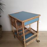 Vintage rattan rolling table