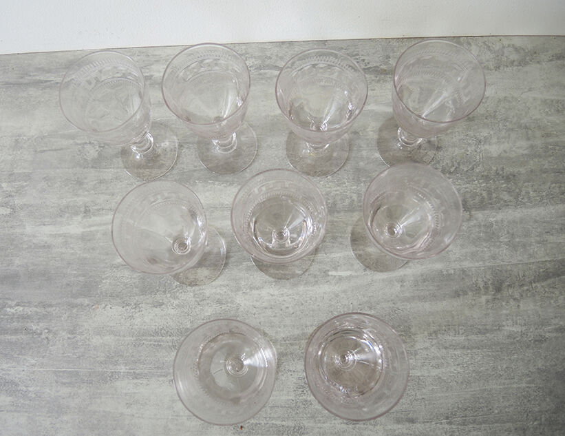 9 old port glass art deco style glass