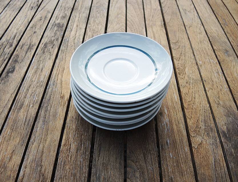 6 Old Gien Earthenware Saucers