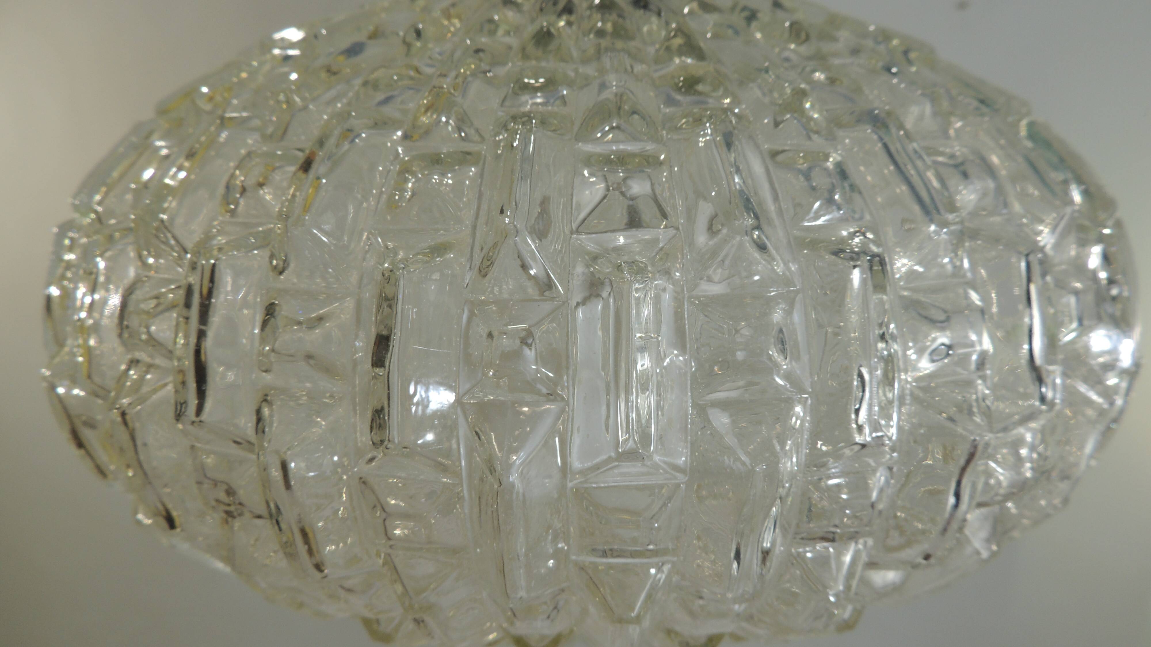 1970s vintage cut glass suspension – retro design ball lamp – L