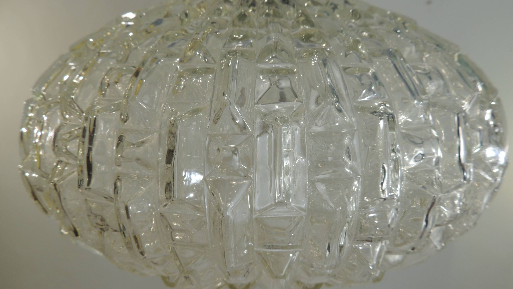 1970s vintage cut glass suspension – retro design ball lamp – L
